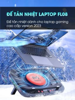 Thumbnail Đế tản nhiệt laptop gaming MEMO FL08 hơn 15 chế độ gió 7 mức điều chỉnh độ cao tăng fps máy tính chiến game LOL Valo 1
