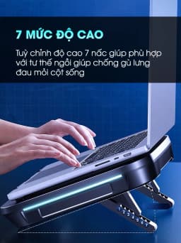 Thumbnail Đế tản nhiệt laptop gaming MEMO FL08 hơn 15 chế độ gió 7 mức điều chỉnh độ cao tăng fps máy tính chiến game LOL Valo 3