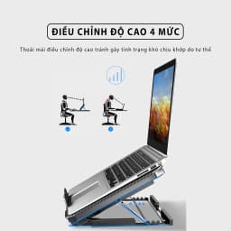 Thumbnail Đế tản nhiệt laptop máy tính bảng mcbook SIDOTECH Q100 làm mát nhanh đèn led gaming quạt chống ồn 4 mức chỉnh độ cao 3