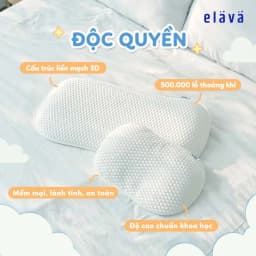 Thumbnail Elava Gối ngủ thoáng khí mềm mại, đàn hồi, nâng đỡ đầu và giúp bé ngủ ngon (tặng kèm vỏ gối) 1