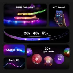 Thumbnail Đèn led dây Yeelight Aurora RGBIC, tùy chỉnh 16 triệu màu, đồng bộ âm nhạc, kết nối APP Yeelight 4