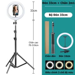 Thumbnail Đèn Livestream Kèm Chân Đỡ Điện Thoại 2m1 Size 26cm 30cm 33cm 36cm 45cm 54cm, Đèn Led Livestream 3 Màu - HOLOCOM 2