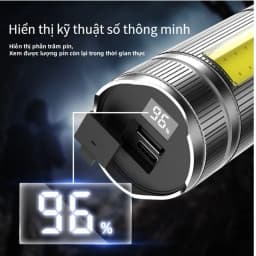 Thumbnail Đèn pin siêu sáng  pin Lithium 7200mAh công suất lớn-có thể thu phóng bằng kính thiên văn - đèn LED hiển thị thông minh 3