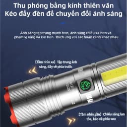 Thumbnail Đèn pin siêu sáng  pin Lithium 7200mAh công suất lớn-có thể thu phóng bằng kính thiên văn - đèn LED hiển thị thông minh 4