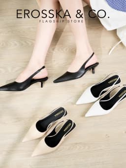 Thumbnail Erosska - Giày cao gót dáng Slingback mũi nhọn màu trắng cao 9cm - EH041 2