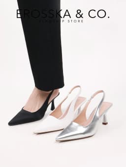 Thumbnail Erosska - Giày cao gót dáng Slingback mũi nhọn màu trắng cao 9cm - EH041 3