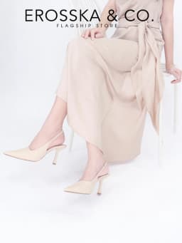 Thumbnail Erosska - Giày cao gót dáng Slingback mũi nhọn màu trắng cao 9cm - EH041 4
