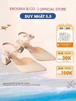 Thumbnail Erosska - Giày cao gót mũi nhọn phối dây hở gót màu nude cao 5cm - EK001 1