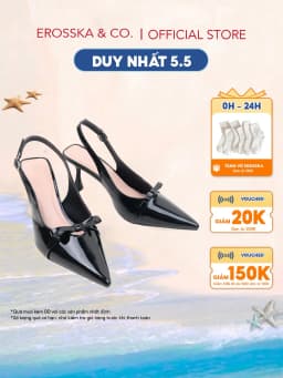 Thumbnail Erosska - Giày cao gót nữ mũi nhọn phối nơ kiểu dáng thanh lịch sang trọng màu đen cao 8cm  - EH044 1
