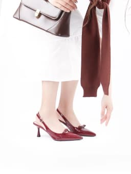 Thumbnail Erosska - Giày cao gót nữ mũi nhọn phối nơ kiểu dáng thanh lịch sang trọng màu đen cao 8cm  - EH044 2