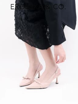 Thumbnail Erosska - Giày cao gót nữ mũi nhọn phối nơ kiểu dáng thanh lịch sang trọng màu đen cao 8cm  - EH044 4