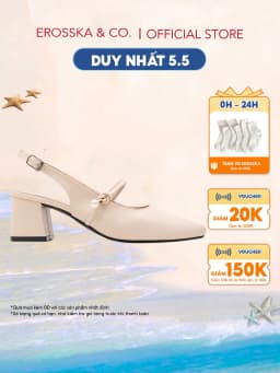 Thumbnail Erosska - Giày cao gót nữ quai ngang đính hạt ngọc kiểu dáng thanh lịch cao 6cm màu kem - EL045 1