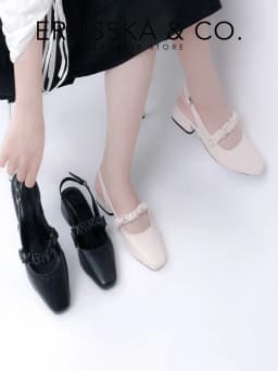 Thumbnail Erosska - Giày cao gót quai ngang nhún ngọc cài hậu cao 3cm _ EL024 2