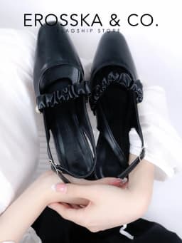 Thumbnail Erosska - Giày cao gót quai ngang nhún ngọc cài hậu cao 3cm _ EL024 4