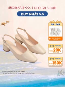 Thumbnail Erosska  - Giày cao gót slingback mũi vuông gót vuông vững chắc màu kem cao 5cm _ EL013 1