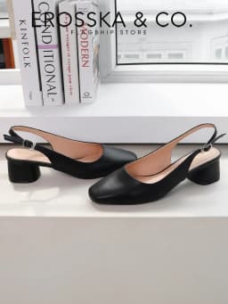 Thumbnail Erosska  - Giày cao gót slingback mũi vuông gót vuông vững chắc màu kem cao 5cm _ EL013 2