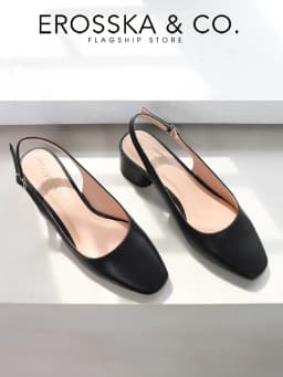 Thumbnail Erosska  - Giày cao gót slingback mũi vuông gót vuông vững chắc màu kem cao 5cm _ EL013 3