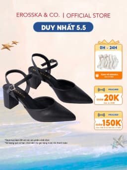 Thumbnail Erosska - Giày cao gót thời trang mũi nhọn phối dây hở gót cao 5cm màu đen ver 2 _ EK001 1