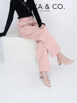 Thumbnail Erosska - Giày cao gót  thời trang mũi nhọn phối dây hở gót cao 5cm - EH015 2