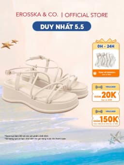 Thumbnail Erosska - Giày sandal nữ đế xuồng phối dây quai mảnh thiết kế basic màu nude cao 6cm - SB014 1