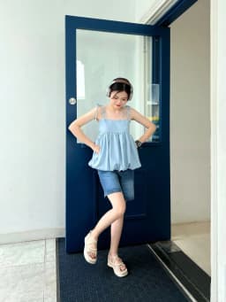 Thumbnail Erosska - Giày sandal nữ đế xuồng phối dây quai mảnh thiết kế basic màu nude cao 6cm - SB014 2