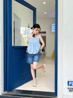 Thumbnail Erosska - Giày sandal nữ đế xuồng phối dây quai mảnh thiết kế basic màu nude cao 6cm - SB014 3