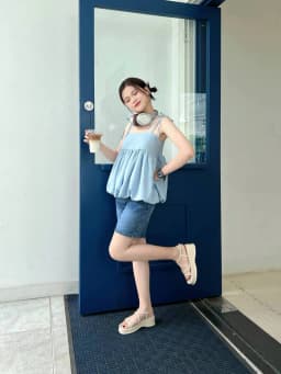 Thumbnail Erosska - Giày sandal nữ đế xuồng phối dây quai mảnh thiết kế basic màu nude cao 6cm - SB014 4