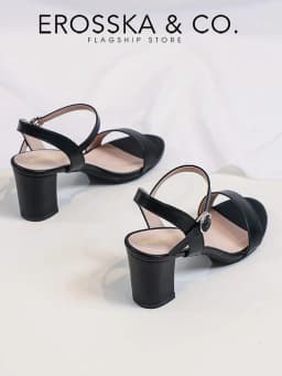 Thumbnail Erosska - Giày sandal nữ thời trang gót vuông kiểu dáng đơn giản màu đen cao 7cm - EB066 3