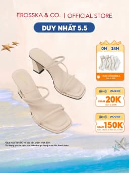 Thumbnail Erosska Kya - Dép cao gót nữ mũi vuông phối dây quai ngang màu nude cao 8cm - EM119 1