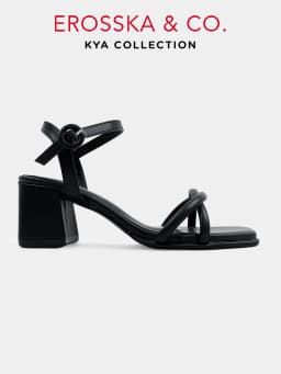 Thumbnail Erosska Kya - Giày sandal cao gót nữ mũi vuông quai đan phong cách đơn giản màu đen cao 6cm - EB072 1