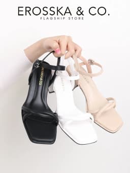 Thumbnail Erosska Kya - Giày sandal cao gót nữ mũi vuông quai đan phong cách đơn giản màu đen cao 6cm - EB072 2