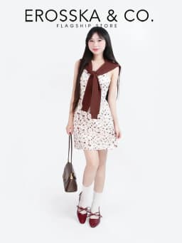 Thumbnail Erosska Lumina - Giày cao gót nữ lolita, quai ngang thắt nơ màu bạc cao 5cm - EL037 4