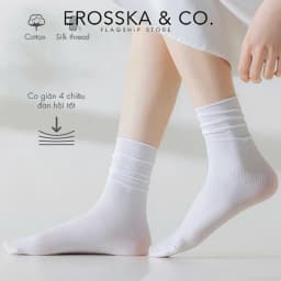 Thumbnail Erosska - Tất cổ cao, vớ cotton nữ trơn kiểu dáng basic, chất liệu thoáng khí 2