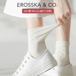 Thumbnail Erosska - Tất cổ cao, vớ cotton nữ trơn kiểu dáng basic, chất liệu thoáng khí 3