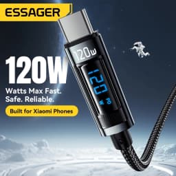 Thumbnail Essager 120W & 6A Cáp Sạc Nhanh Nylon Bện Màn Hình Kỹ Thuật Số Nguồn Sạc Cho Xiaomi Huawei 1