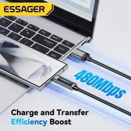 Thumbnail Essager 120W & 6A Cáp Sạc Nhanh Nylon Bện Màn Hình Kỹ Thuật Số Nguồn Sạc Cho Xiaomi Huawei 3
