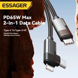 Thumbnail Essager 65W Type C / USB-A sang L + C Cáp Sạc Nhanh 2 Trong 1 Cho ip 5 ~ 16 Huawei 2