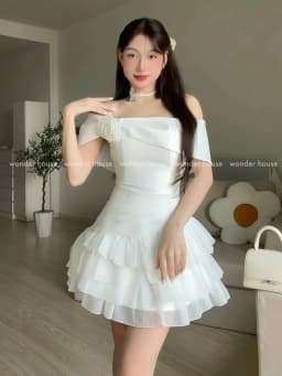Thumbnail Esther Dress Wonderhouse Đầm trễ vai tùng xòe nhiều tầng chất vải dày dặn dự tiệc, dạo phố nữ tính sang trọng 1