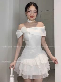 Thumbnail Esther Dress Wonderhouse Đầm trễ vai tùng xòe nhiều tầng chất vải dày dặn dự tiệc, dạo phố nữ tính sang trọng 2