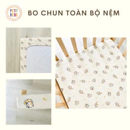 Thumbnail Ga bọc nệm cũi 62x114cm cho bé PETIT BEBE muslin bo chun họa tiết đa dạng 3