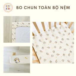 Thumbnail Ga bọc nệm cũi nhiều kích thước muslin cho bé PETIT BEBE bo chun thấm hút thoáng khí giường ghép 2
