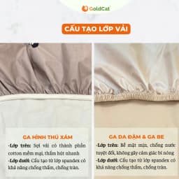 Thumbnail Ga Chống Thấm Cho Bé GOLDCAT 2 Lớp Cao Cấp, Mặt Vải Cotton Siêu Mềm, Giúp Ngăn Ẩm Ướt, Hôi Mốc. 2
