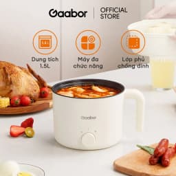 Thumbnail Gaabor GR-N15A Nồi lẩu điện mini đa năng 1.5L công suất 600W dùng nấu mì,xào, hầm siêu tiện lợi tặng kèm lồng hấp 1