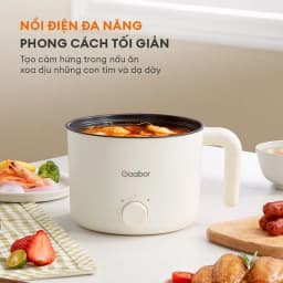 Thumbnail Gaabor GR-N15A Nồi lẩu điện mini đa năng 1.5L công suất 600W dùng nấu mì,xào, hầm siêu tiện lợi tặng kèm lồng hấp 3