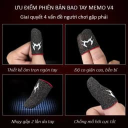 Thumbnail Găng chơi game ff MEMO gaming carbon sợi bạc chống mồ hôi bao tay freefire pubg liên quân mobile cho điện thoại 4
