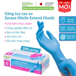 Thumbnail Găng tay cao su Saraya Nitrile Glove Extend (Màu Xanh), dùng trong thực phẩm, làm đẹp, công nghiệp - 200 cái/hộp 2