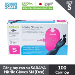 Thumbnail Găng tay cao su Saraya Nitrile Gloves SN màu đen, Không Bột, Không Latex, Dùng trong thực phẩm, Vệ sinh - 100 Cái/hộp 2