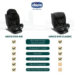 Thumbnail Ghế ngồi ô tô từ sơ sinh Chicco Unico Evo Air/Classic xoay 360˚ ISOFIX- Màu Đen 2