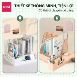 Thumbnail Giá Kệ Đựng Tài Liệu Văn Phòng Deli - Khay Đựng Tài Liệu 4 Ngăn Kèm Khay Đựng Bút Đựng Sách Vở Để Bàn Decor Bàn Học 2