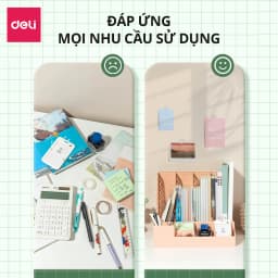 Thumbnail Giá Kệ Đựng Tài Liệu Văn Phòng Deli - Khay Đựng Tài Liệu 4 Ngăn Kèm Khay Đựng Bút Đựng Sách Vở Để Bàn Decor Bàn Học 4